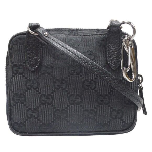 GUCCI GG Pattern Pochette Shoulder bag Black Canvas Leather - Picture 2 of 10